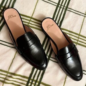 Black Leather Mules